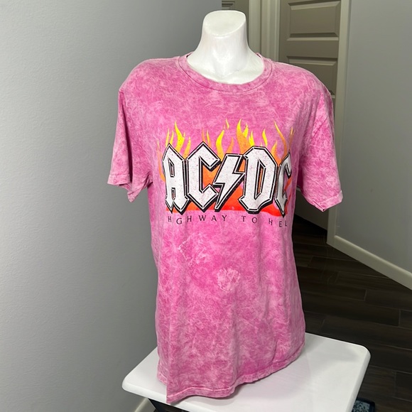AC/DC | Tops | Acdc Pink Mineral Wash Graphic Tee | Poshmark